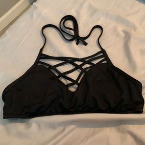 black criss cross bikini top